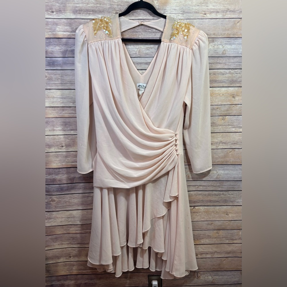 Vintage Abby Kent Blush Pink Sequin Dress 16